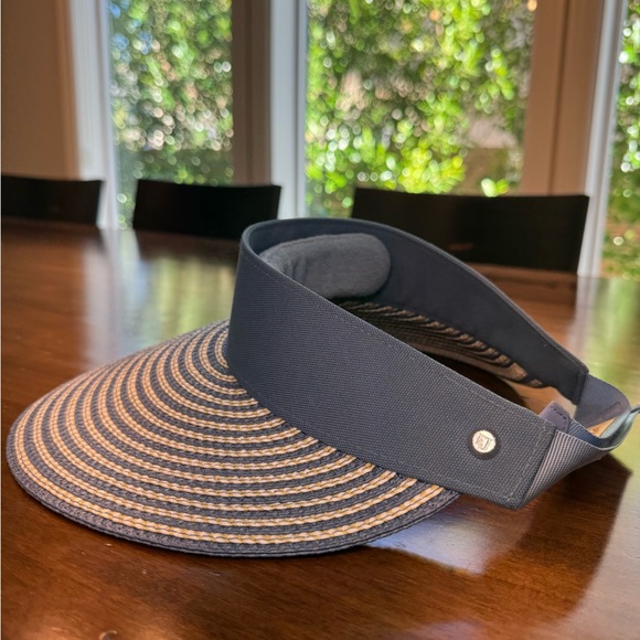 Eric Javits Blue and Tan Striped Visor - Picture 2 of 4